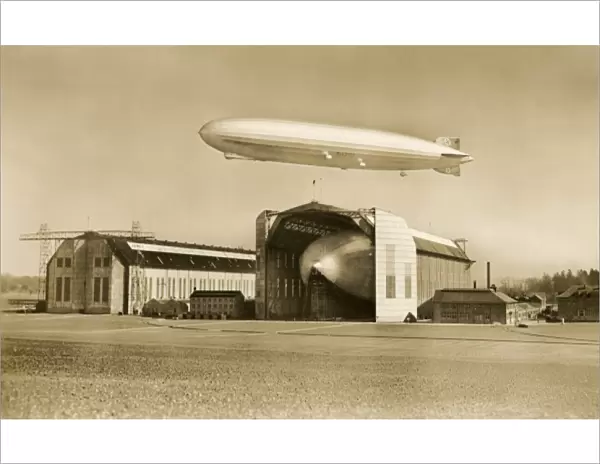The pilots of a Zeppelin enter their cabin