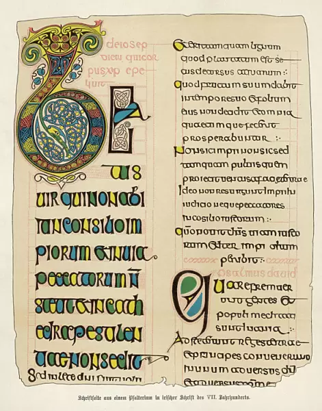 Page from an Irish psalter, Beatus Vir