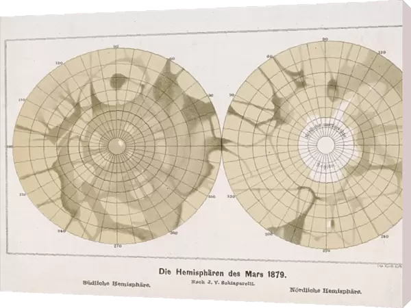 Schiaparellis two hemispheres of the planet Mars