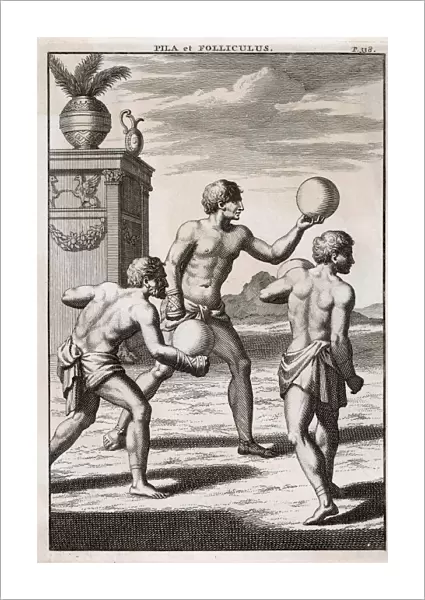 Ancient Roman athletes playing handball