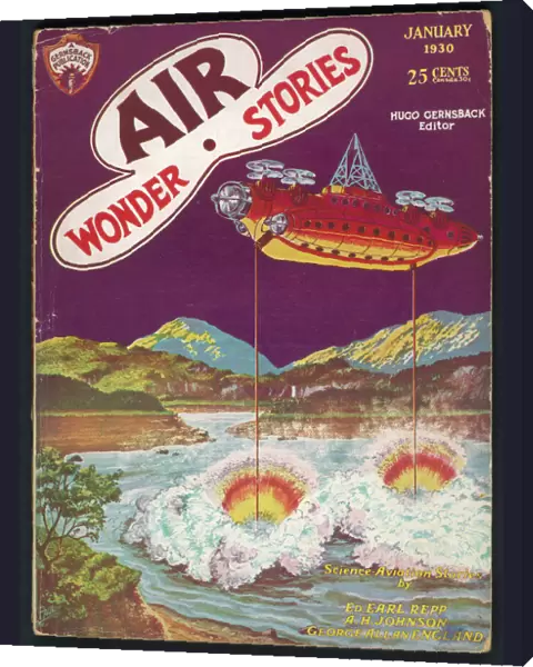 Air Wonder Stories scfi magazine cover, Drying up a lake