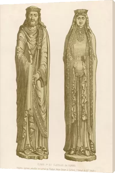 CLOVIS I, KING OF THE FRANKS with his queen, Clotilde