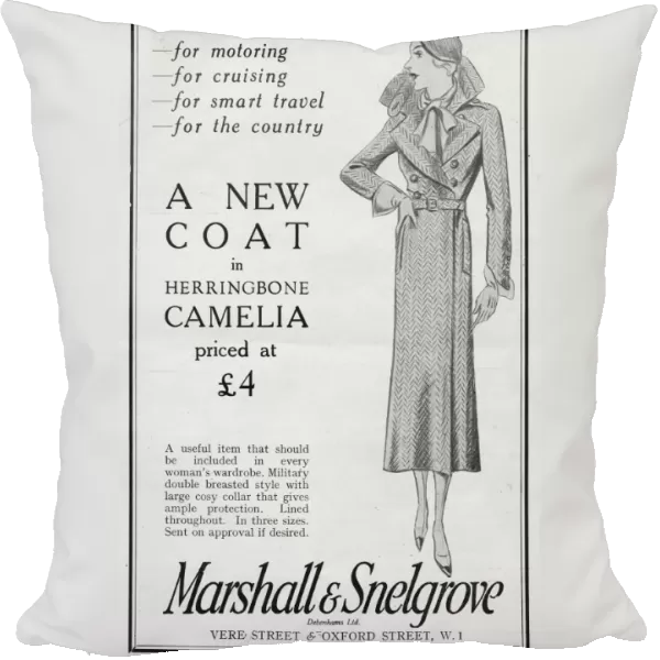Advert for Marshall & Snelgrove herringbone camelia coat, 19