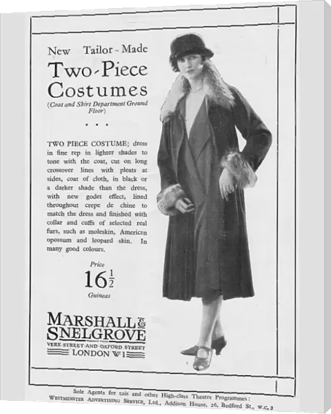 Advert for Marshall & Snelgrove two-piece costume, 1925