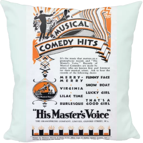 Advert for His Masters Voice, Musical Comedy Hits, 1920s