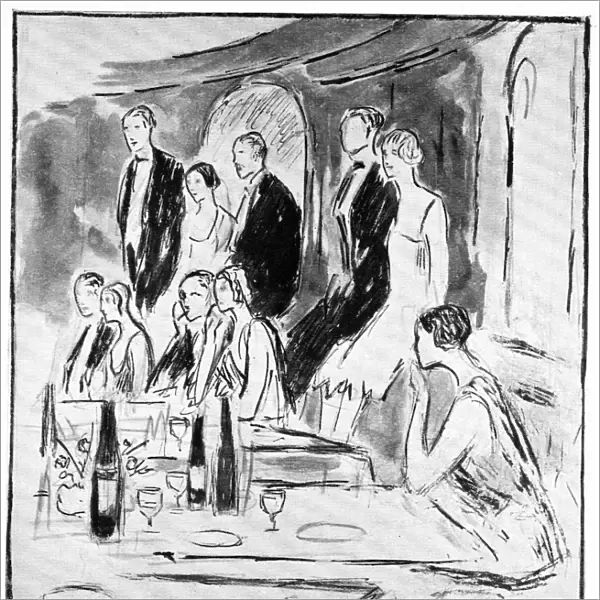 Sketch of interior of the Caf de Paris, 1926