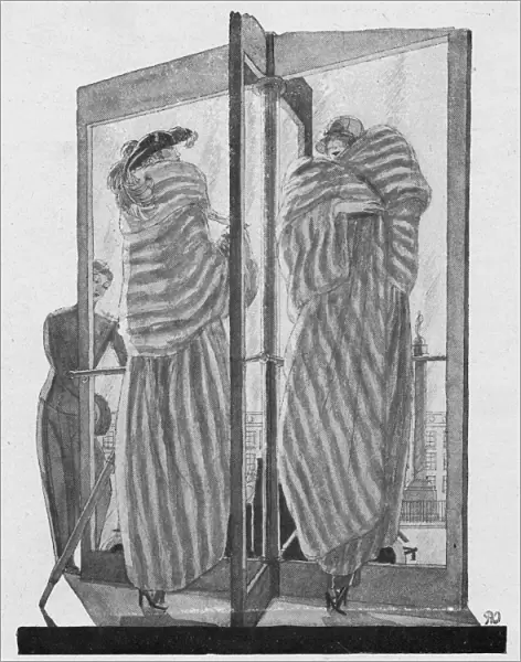 Sketch of women in fur coats, 1923