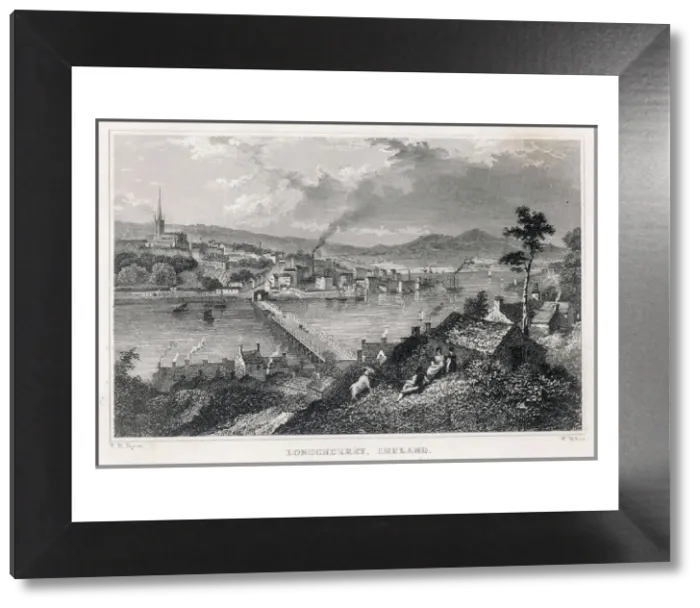 Framed Print : Londonderry Print: River Foyle View Framed Print : Londonderry Print: River Foyle View