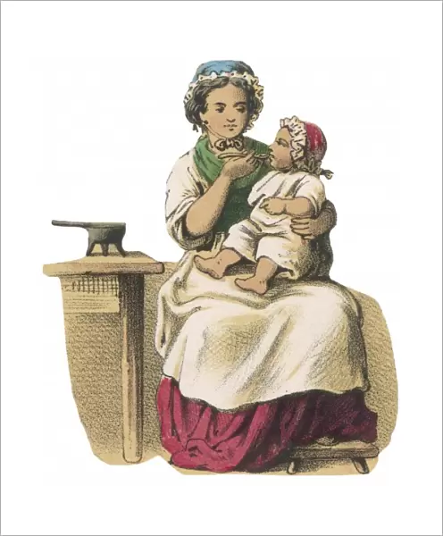 Mother Feeding Baby 19C