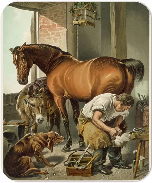 Blacksmith & Horse 19C