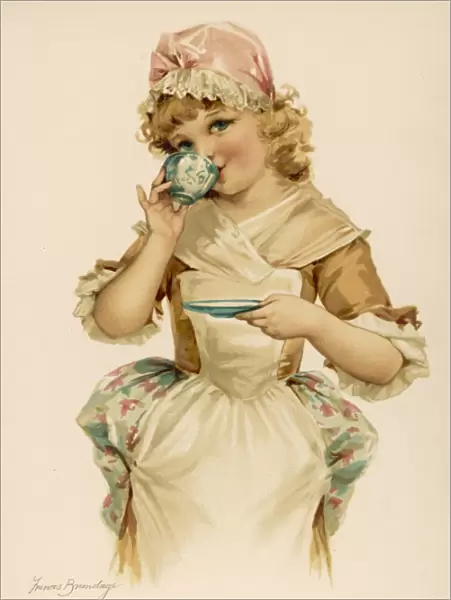 Little Girl Takes Tea