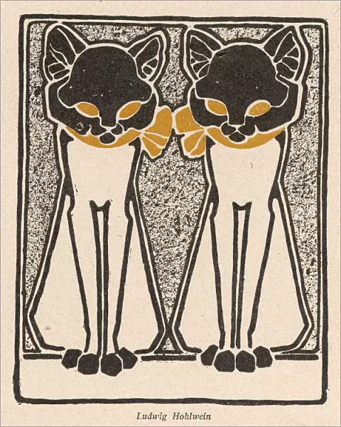 Two Decorative Cats 1904