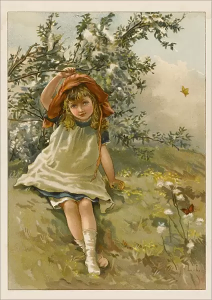 Girl in Meadow C1880