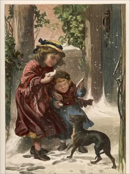 Girls with Dog in Snow