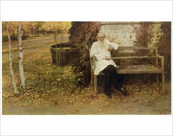 Tolstoy Sits on Bench