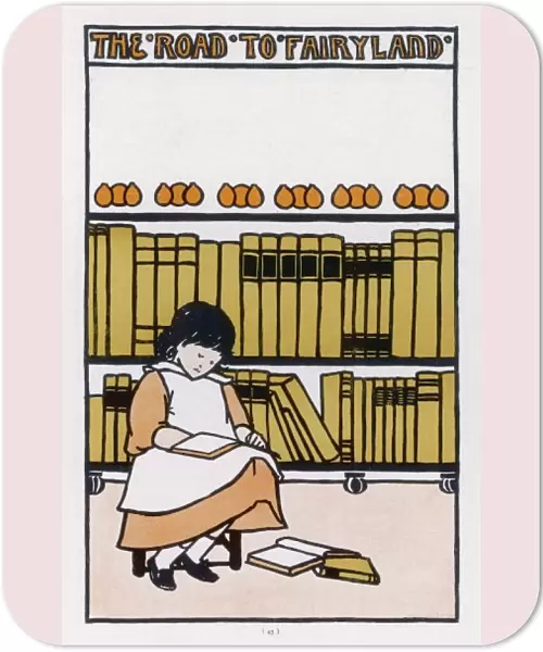 Girl Reads by Bookshelf