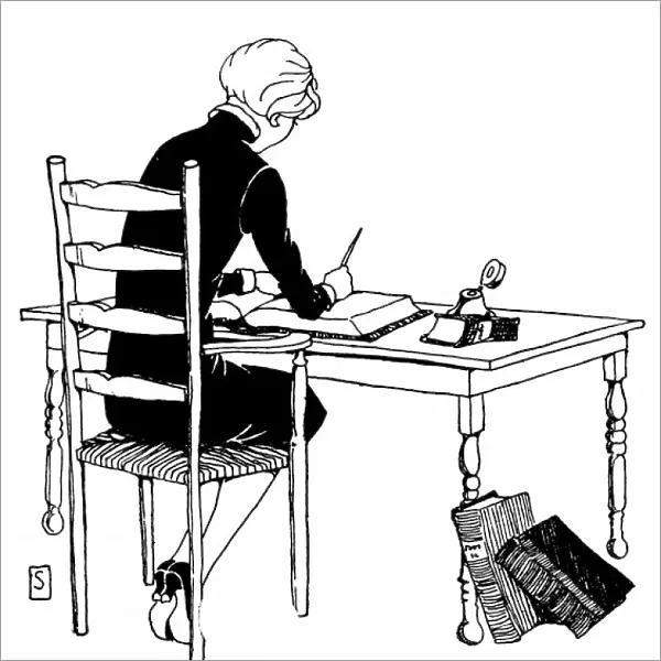 Woman Writes at Table