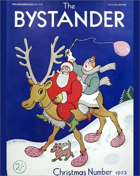 Father & Mother Christmas riding a reindeer