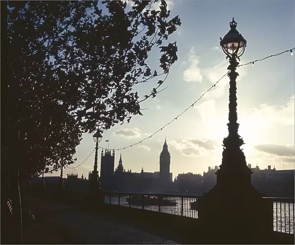 Embankment and Houses of Parliament, London