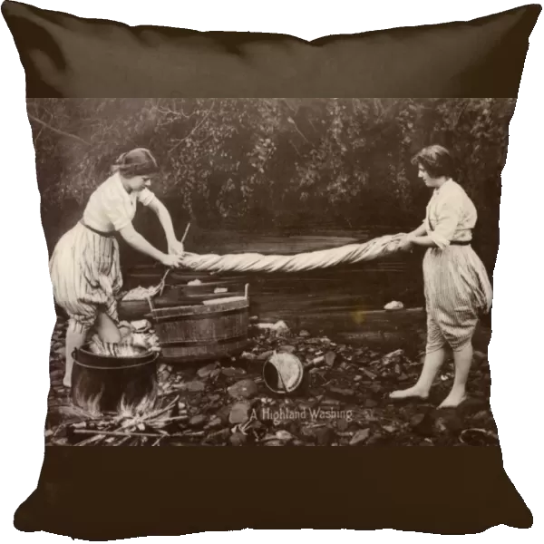 Washing linen in a Highland stream