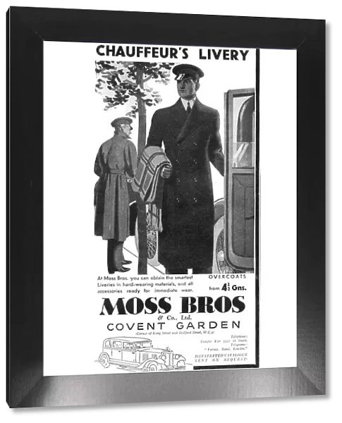 Chauffeur livery advertisement by Moss Bros