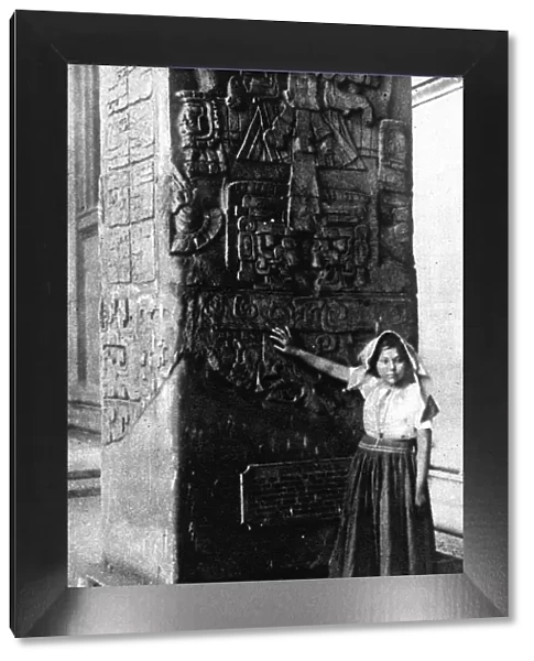 Lubaantun archaeology - native girl in British Museum, 1926