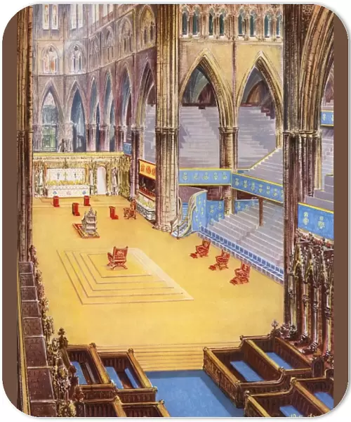 Westminster Abbey prepared for the Coronation, 1953