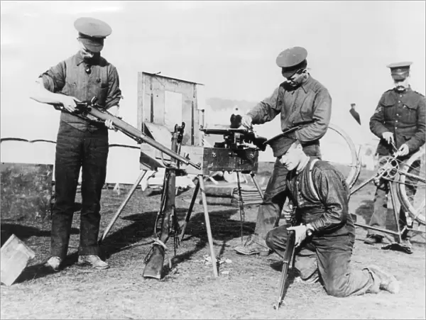 Canadian armourers repairing rifles, Salisbury Plain, WW1