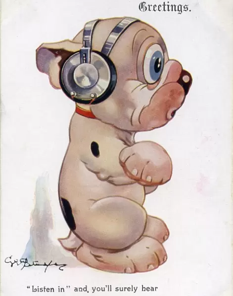 Bonzo wearing headphones