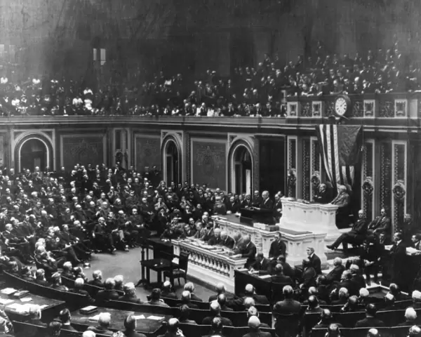 President Wilson addressing Congress in April 1917