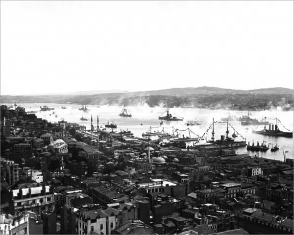 Allied fleet firing salute in the Bosphorus, WW1