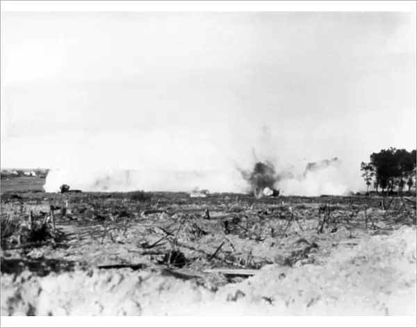 British tanks under German fire, WW1
