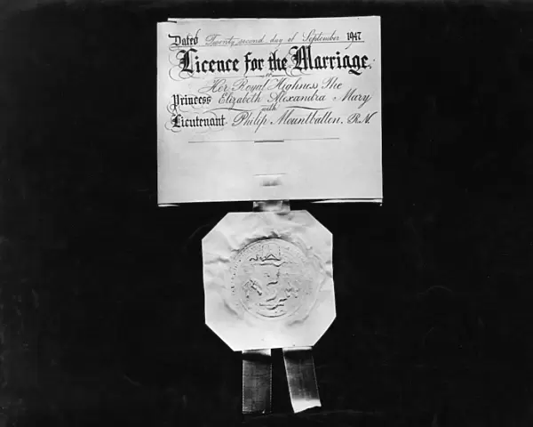 Marriage certificate of Queen Elizabeth II