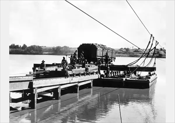 Trucks crossing Orange River, Upington, South Africa, WW1