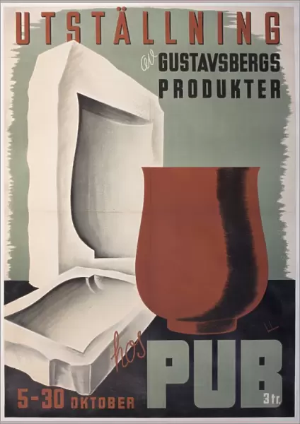 Poster advertising an exhibition of pottery, Sweden