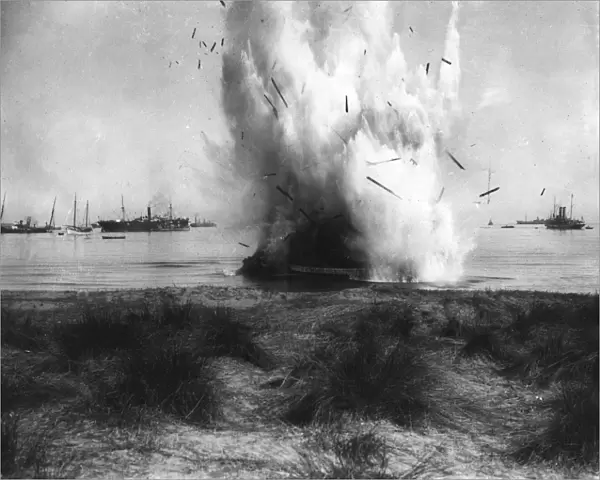 Derelict ship being blown up, WW1
