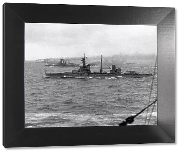 British battleships at sea, including HMS Agincourt, WW1