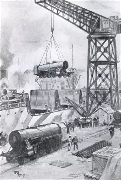American locomotives arriving at French port, WW1