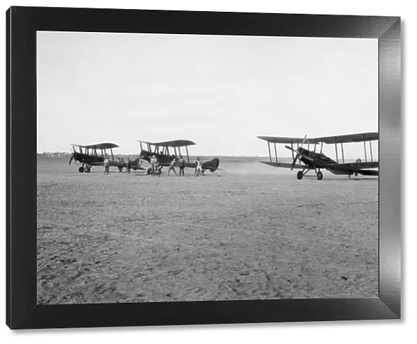 BE2C biplanes on an airfield, Middle East, WW1