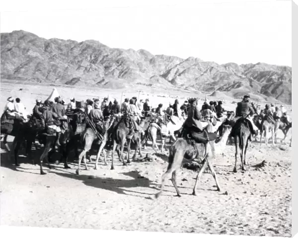 Arabs patrol on the march, Middle East, WW1