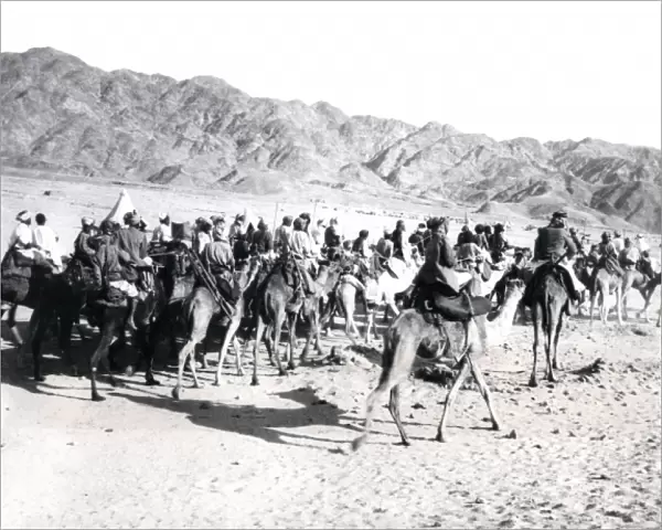 Arabs patrol on the march, Middle East, WW1