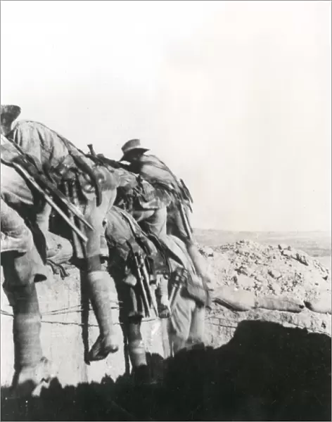 Gurkha troops going over the top, Palestine, WW1
