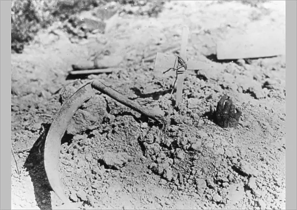Grave in a shell hole, Belgium, WW1