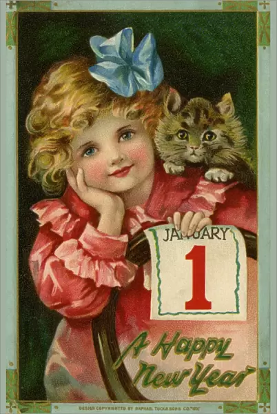 Image of young girl & kitten
