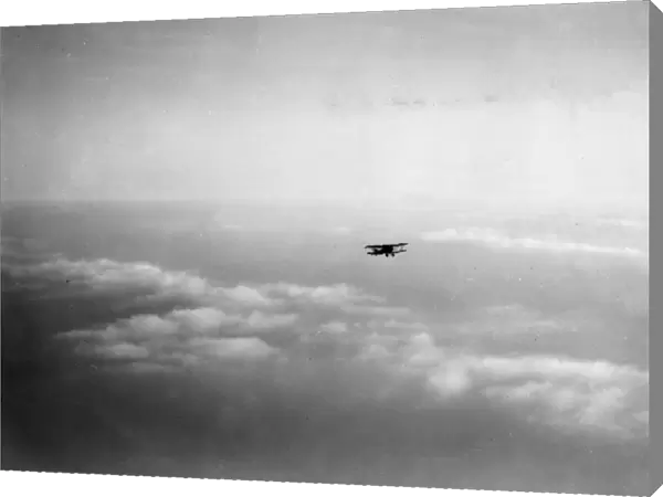 German Hannover CL. III biplane in flight, WW1