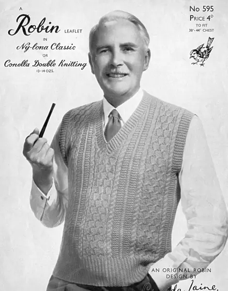 Robin knitting pattern featuring old chap with pipe