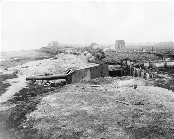 Coastal defence battery near Middelkerke, Belgium, WW1