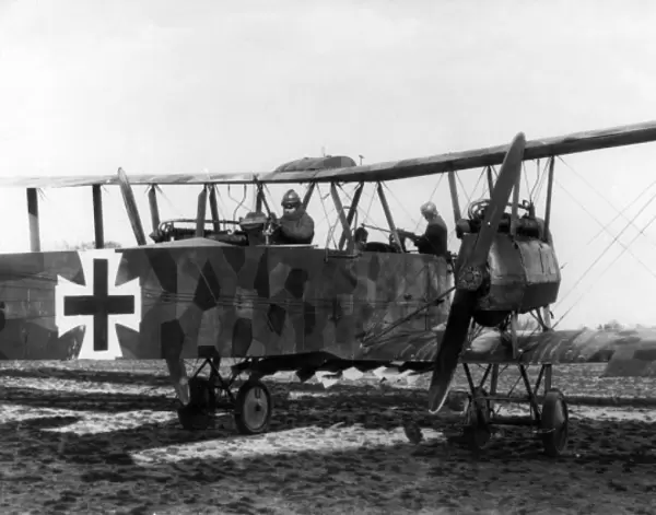 German Gotha biplane with crew, WW1