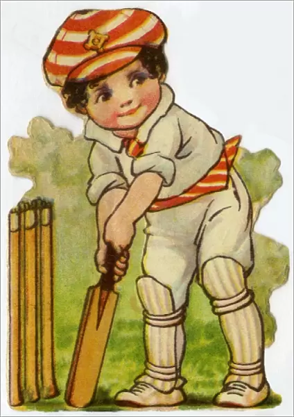 Cricket. Artist: Ada Leonora Bowley. A batsman at the crease Date: circa 1920