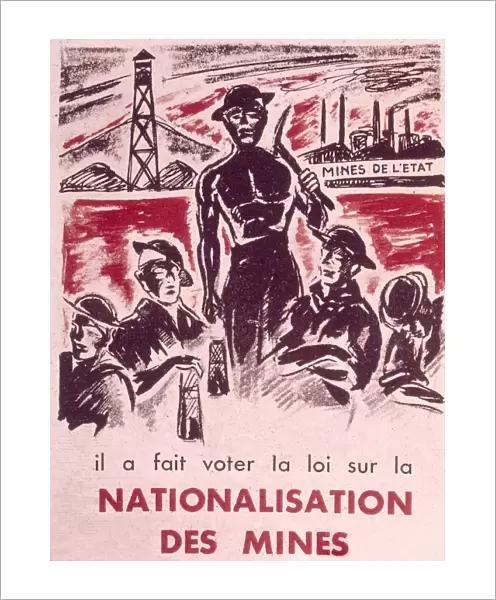 French poster, nationalisation of mines